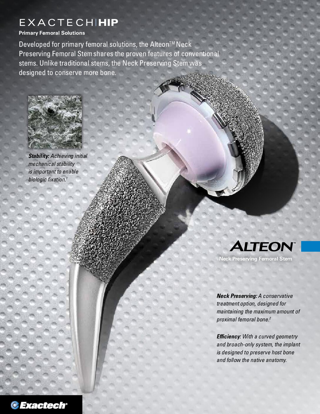 Exactech Alteon Neck Preserving Stem Product Sheet - 711-68-10 Rev B